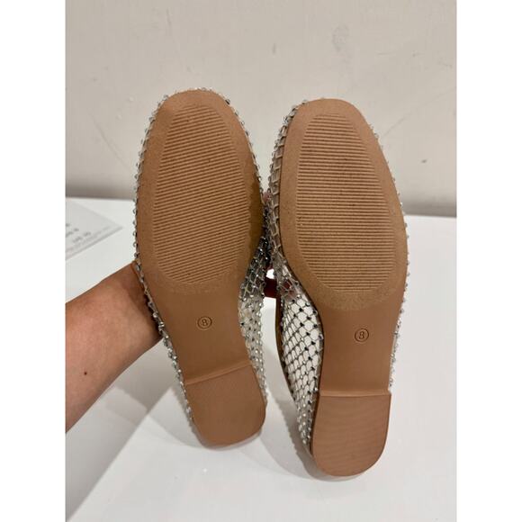 NWOT Steve Madden Auden Crystal Mesh Ballet Flat Shoes Tan Women's Size US 8 - Picture 6 of 6